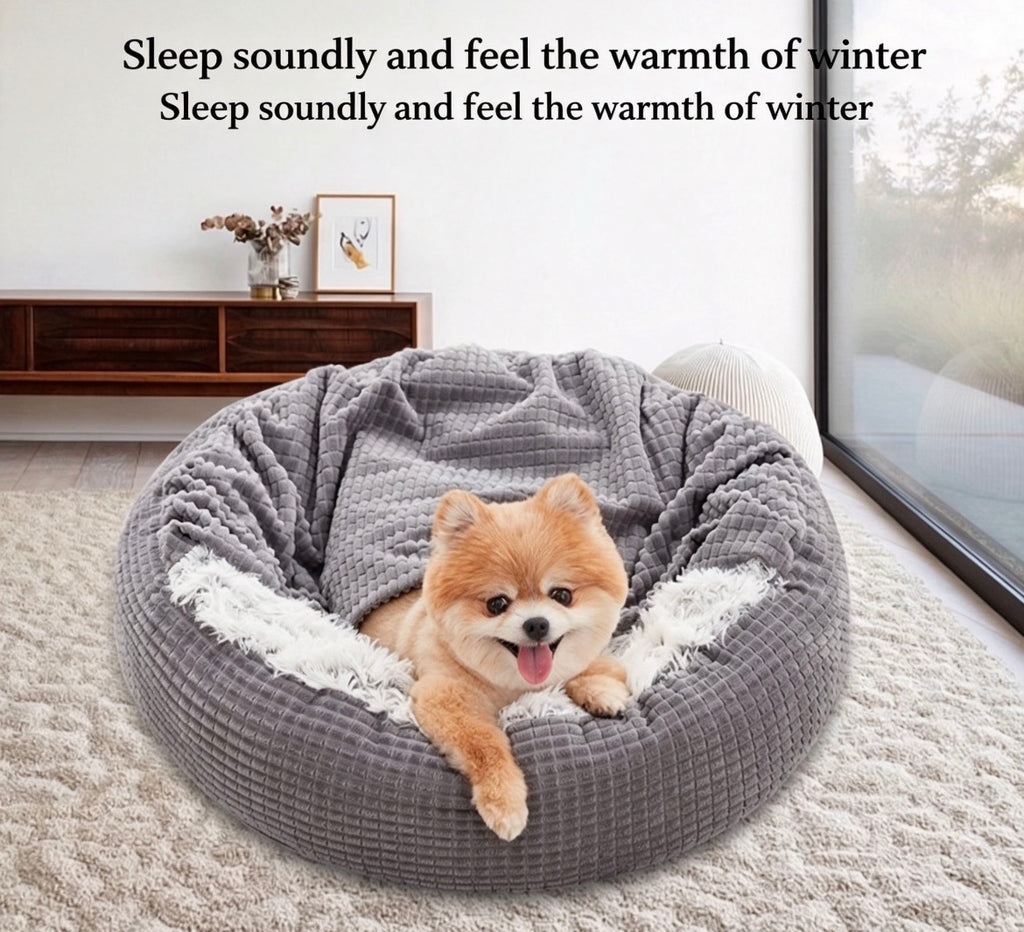 Cozy Winter Sleeping Bed for Puppies & Kittens