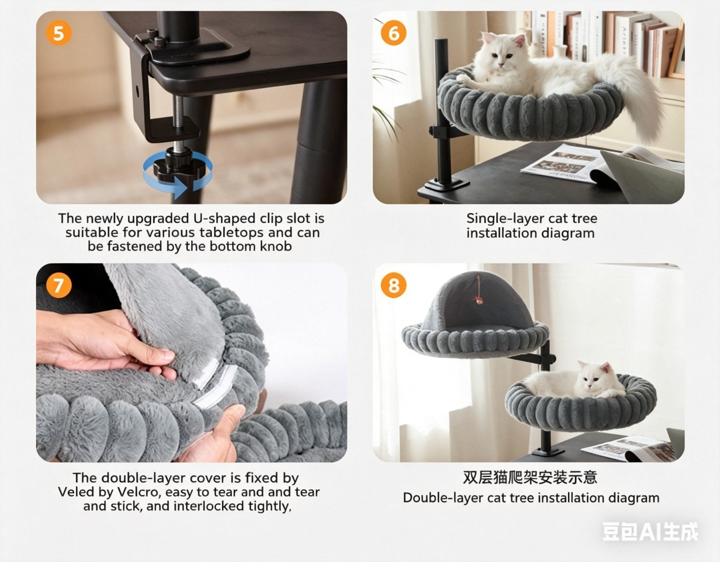 Cozy Window & Desk Mounted Cat Bed with Hanging Toy