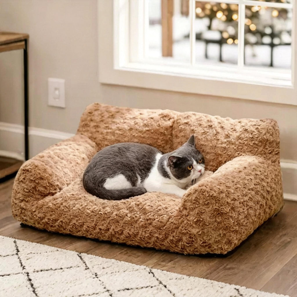 Cozy Plush Pet Sofa Bed for Cats & Small Dogs