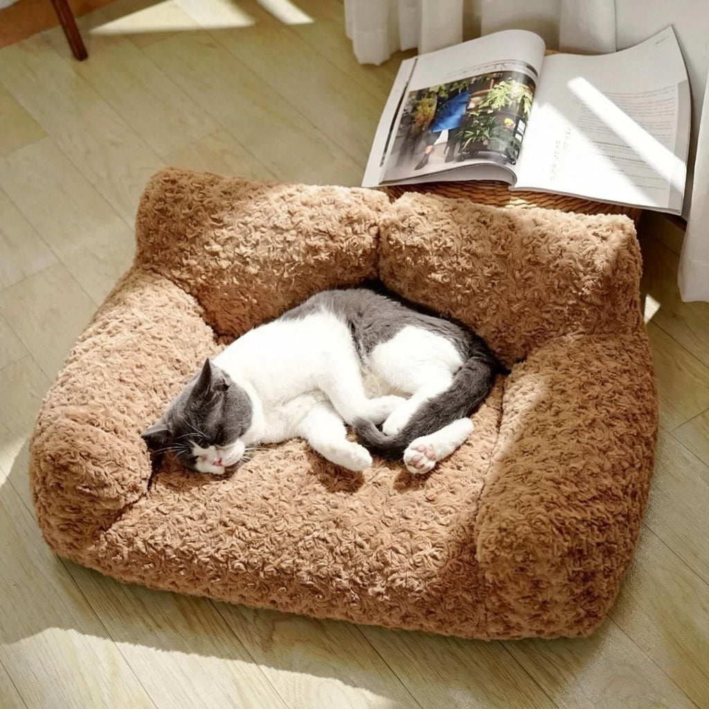 Cozy Plush Pet Sofa Bed for Cats & Small Dogs